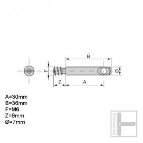 Gewindebolzen M6 x 36 mm