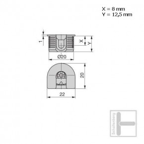 Exzenter-Verbinder klein 20 mm X = 8mm, Y = 12,5mm