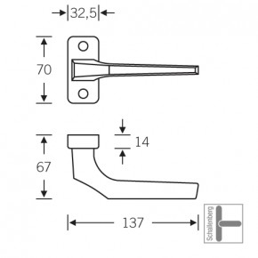 Verkröpfter Rahmentürdrücker FSB 06 0620 Aluminium